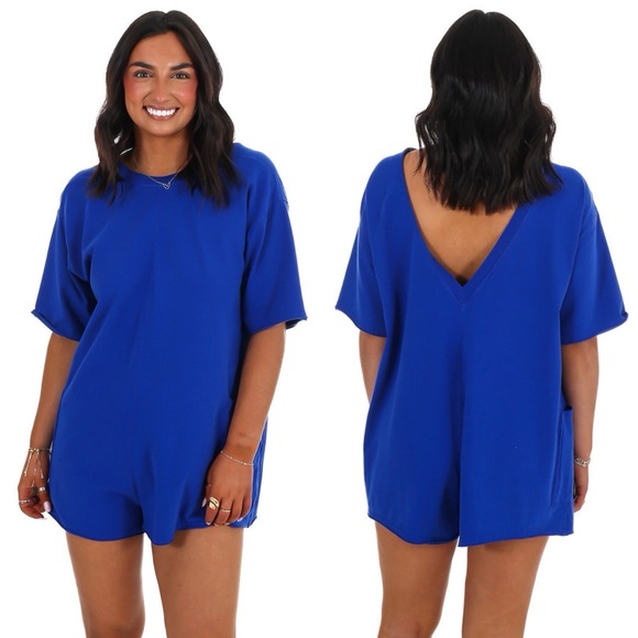 Free People Pants - Free People Movement Women's Medium Hot Shot Tee Romper Electric Shock NWT $60